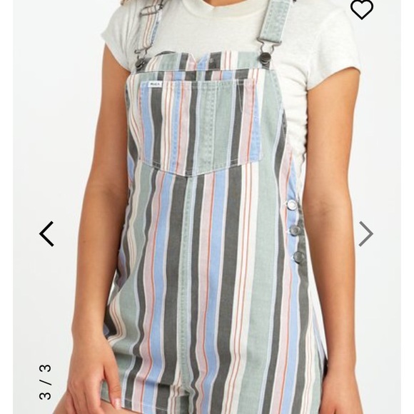 RVCA Townhouse Striped Shortall Overalls - Picture 3 of 9